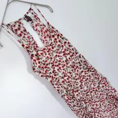 H&M 【42】ホワイト レッド DIVIDED 花柄 キャミワンピース