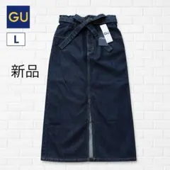 新品　GU デニムナロースカート L タグ付き　前スリット