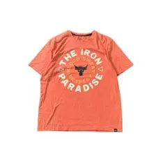 7SM5【アンダーアーマー】ロゴプリントTシャツ　サーモンピンク　古着used