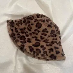 ファーバケットハット ヒョウ柄 shien