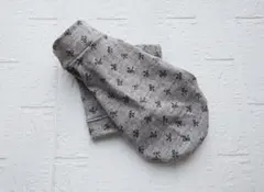 犬服ハンドメイド　ハイネックラグランシャツ　杢グレーりぼん　Ｍ