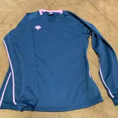 DESCENTE ロンＴ 速乾 ネイビー ピンク バレーボール 長袖 L