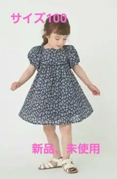 AJUGA. petit パフ袖ワンピース ネイビー 100cmのサムネイル