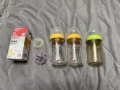 ピジョン　母乳実感　哺乳瓶160ml 耐熱ガラス 2本　プラ１本　セット　乳首付