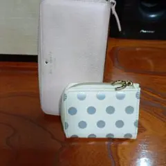 ❤kate spadピンクレザー長財布 ★水玉馬蹄チャーム付折財布❤