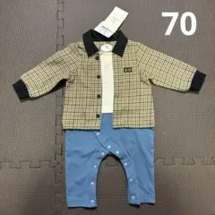 【週末価格】ブランシェス　チェックシャツ　重ね着風　ロンパース　70 男の子