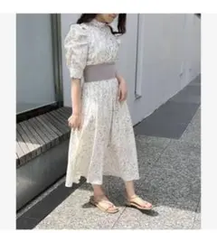 abcuneface oneway 花柄ウエストリブワンピース