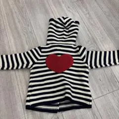 【gap】ストライプ柄ハートモチーフカーディガン