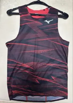 ミズノ　ランニングウェア　タンクトップ　赤　黒 Lサイズ