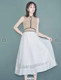 【WEB限定00サイズ】ラインニットドッキングワンピース