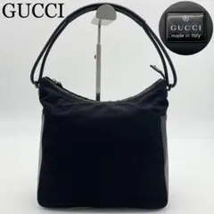 GUCCI ワンショルダーバッグ　ナイロン　レザー　ブラック　ロゴプレートのサムネイル