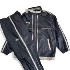 美品✧* asics 上下セット 黒 ベージュ M ナイロン ジャージ
