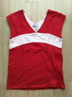 クローラ/アクアガール　Vネックノースリーブカットソー　レッド赤　綿M38フリー