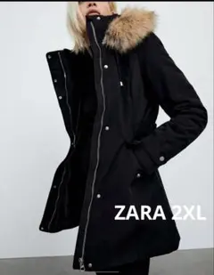 XS【ZARA】 ○#撥水ウィンドブレーカーフード付きダウンジャケット 