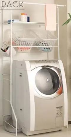 ランドリーラック 洗濯機ラック ランドリー収納 洗濯機収納 伸縮 縦型 ホワイト