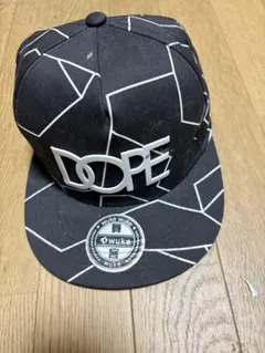 DOPE キャップ ブラック ホワイト 総柄