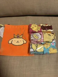 サンリオ　ポムポムプリン しまむら　靴下　巾着　ポーチ　レディース　セットのサムネイル