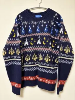 【まちゃまちゃ様専用】ディズニーファンタジア　弟子ミッキー　総柄ニット