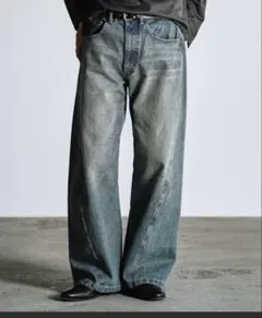 【WYM】VINTAGE WASHED CURVED DENIM S