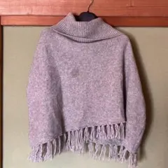 エックスガール グレー ニットポンチョ フリンジ付きのサムネイル