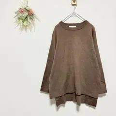 ロデオクラウンズ 【F】 オーバーサイズ 長袖ニット ドロップショルダー 茶色