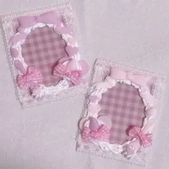 ホイップデコ トレカケース ペア 量産型 ガーリーリボン 紫×ピンク いちご ♡