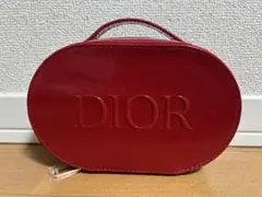 ディオール　ノベルティ　ポーチ　エナメル　レッド　持ち手付き