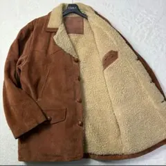 売切り！【本革スエード ボアジャケットコート クルミボタン】 極暖