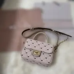 DIANA ダイアナ ピンクフハク/ブラウンハートシシュウ キルティングBAG 