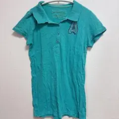 レア✨aeropostale 【M】ターコイズ 半袖ポロシャツ ビンテージ古着