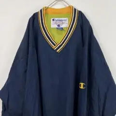 USA古着 チャンピオン champion ナイロンプルオーバー L ネイビー