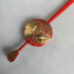 簪　櫛　平打ち　かんざし　漆塗　菖蒲　蒔絵　髪飾り　和装小物　た5　アンティーク