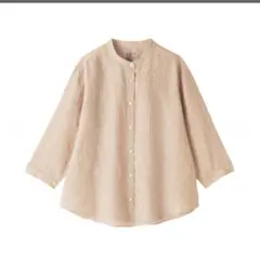 無印良品　婦人　リネン　洗いざらし　七分袖ブラウス L