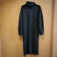 【UNIQLO　U】ダークグレー タートルネック ロングワンピース Lサイズ