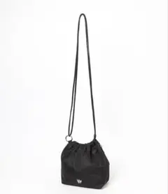 リング付き巾着ショルダー ブラック