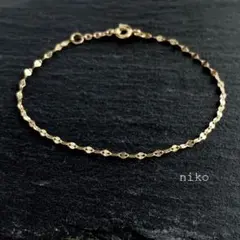 389｜ ペタル チェーン ブレスレット ゴールド アクセサリー シンプル 華奢