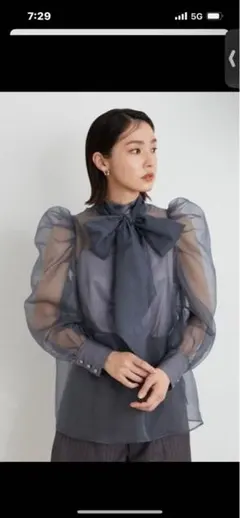 LILY BROWN オーガンザ2wayボウブラウスのサムネイル