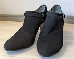 【値下げ】銀座かねまつ ショートブーツ 晴雨兼用 ブラック ジップ