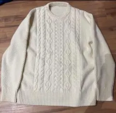 GU アイボリー ケーブルニット セーター Lサイズ