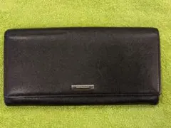 BURBERRY レザー 長財布 ノバチェック プレート ロゴ 焦茶