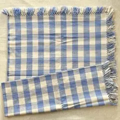 マルチカバー ラグ チェック 130×170cm フリンジ付 綿100%