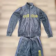 adidas ベロア調 ジャージ上下セット M ブルー系のサムネイル