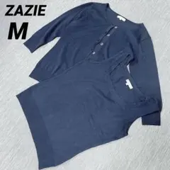 ZAZIE　ザジ　アンサンブル　ニット カーディガン ノースリーブ 七分袖　綿のサムネイル