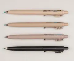 【限定】ユニボールワン ボールペン4本 白砂 ライトオーカー 蜃気楼 黒