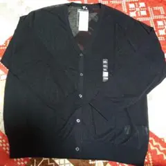 (透け感あり)ユニクロ ライトVネックカーディガン 3XL ブラック 長袖