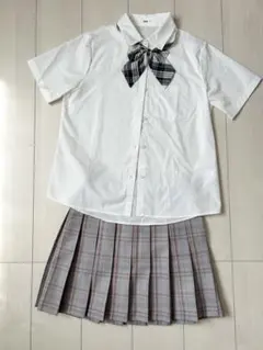 制服セット なんちゃって制服 半袖シャツ＋プリーツスカート＋リボン 通学風