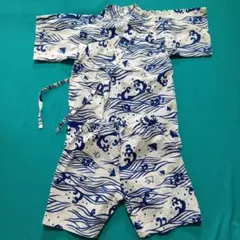 甚平 波と魚の柄 120サイズ