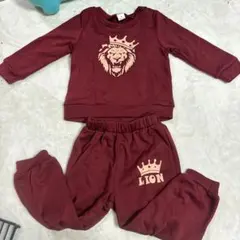 美品　赤　セットアップ　長袖ズボン　スウェット　トレーナー　90 ライオン