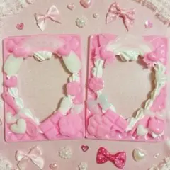 B8 トレカケースデコ　ホイップデコ　硬質ケースデコ　ピンクうさぎ猫　二個セット