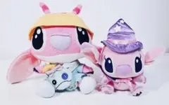リロ&スティッチ2つセットまとめ売りぬいぐるみ大中ディズニーStitchピンク